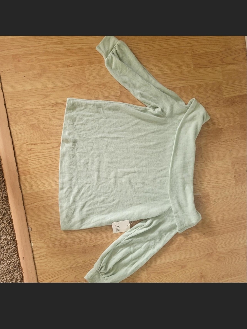 Light Mint Off-the-Shoulder Knit Sweater